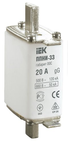 Вставка плавкая предохранителя IEK ППНИ-33 габарит 00С 20А картинка
